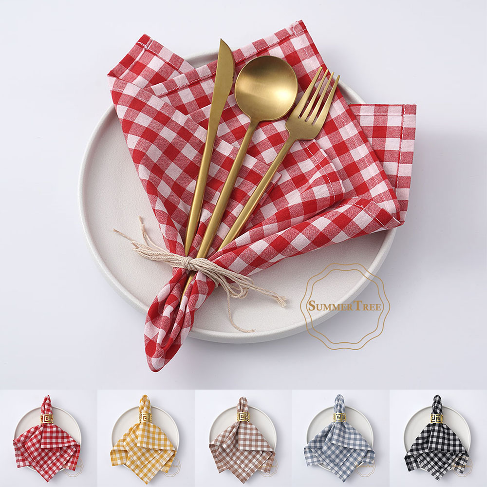 Serwetka bawełniana w kratkę g – Linen Napkin Set recenzja i cena